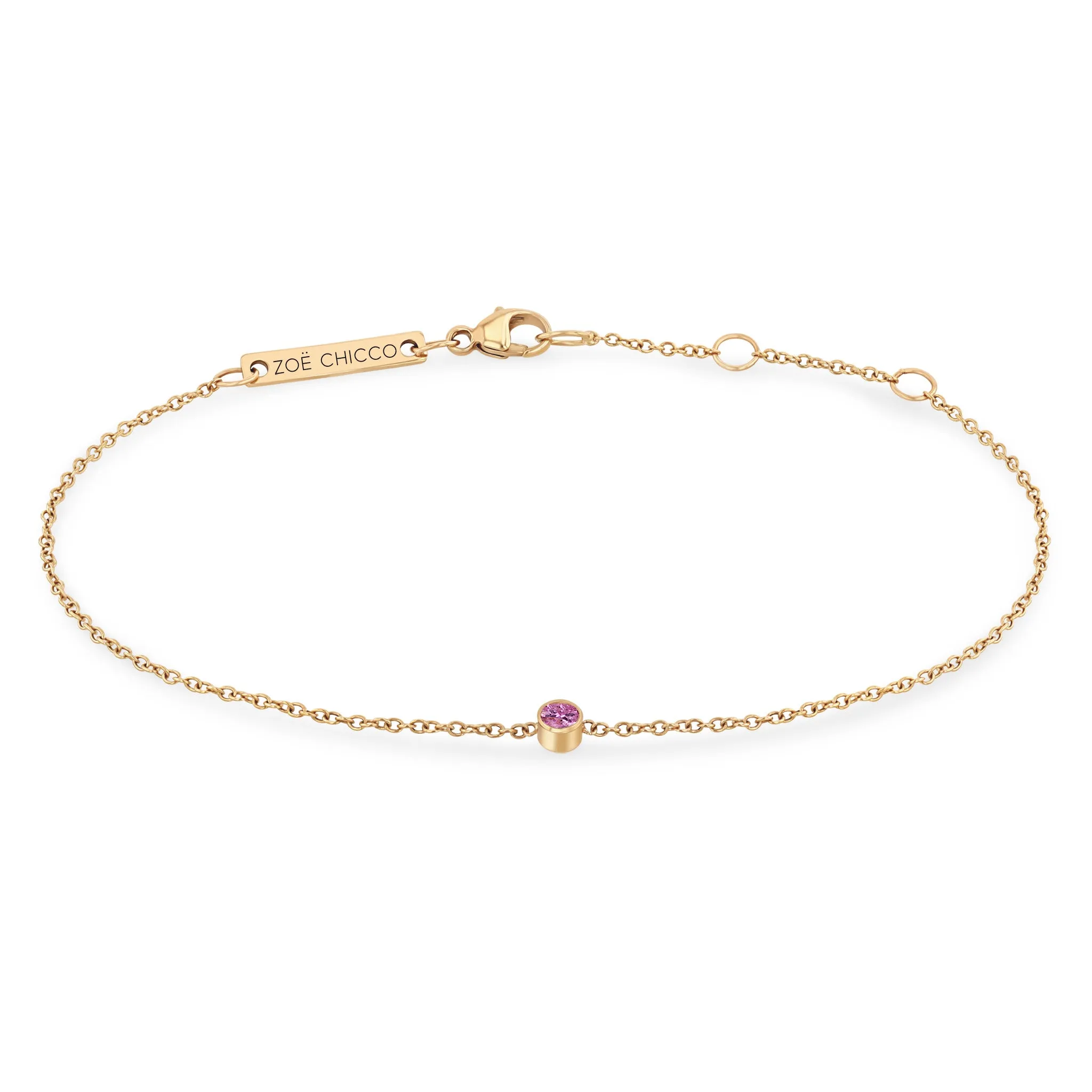 14k Single Pink Sapphire Bezel Bracelet