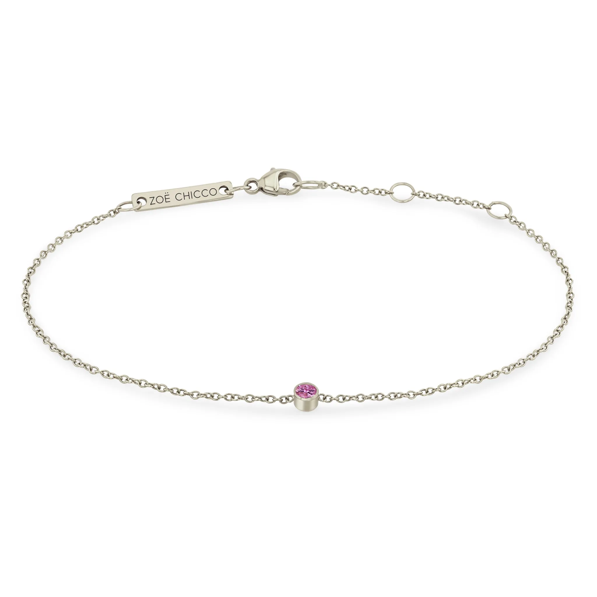 14k Single Pink Sapphire Bezel Bracelet
