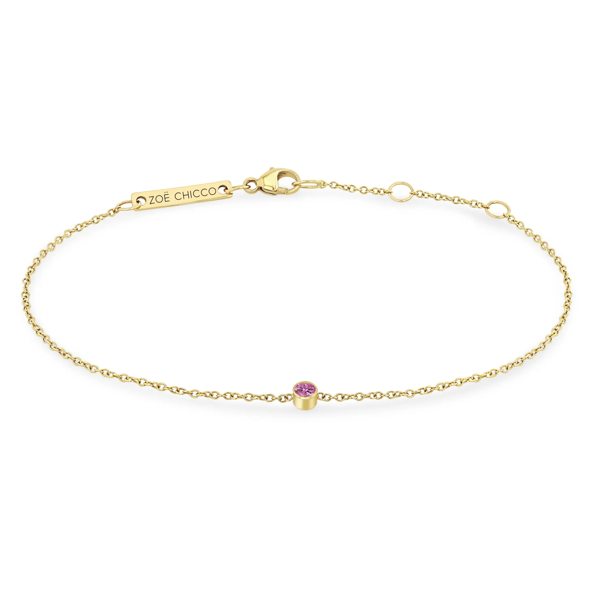 14k Single Pink Sapphire Bezel Bracelet