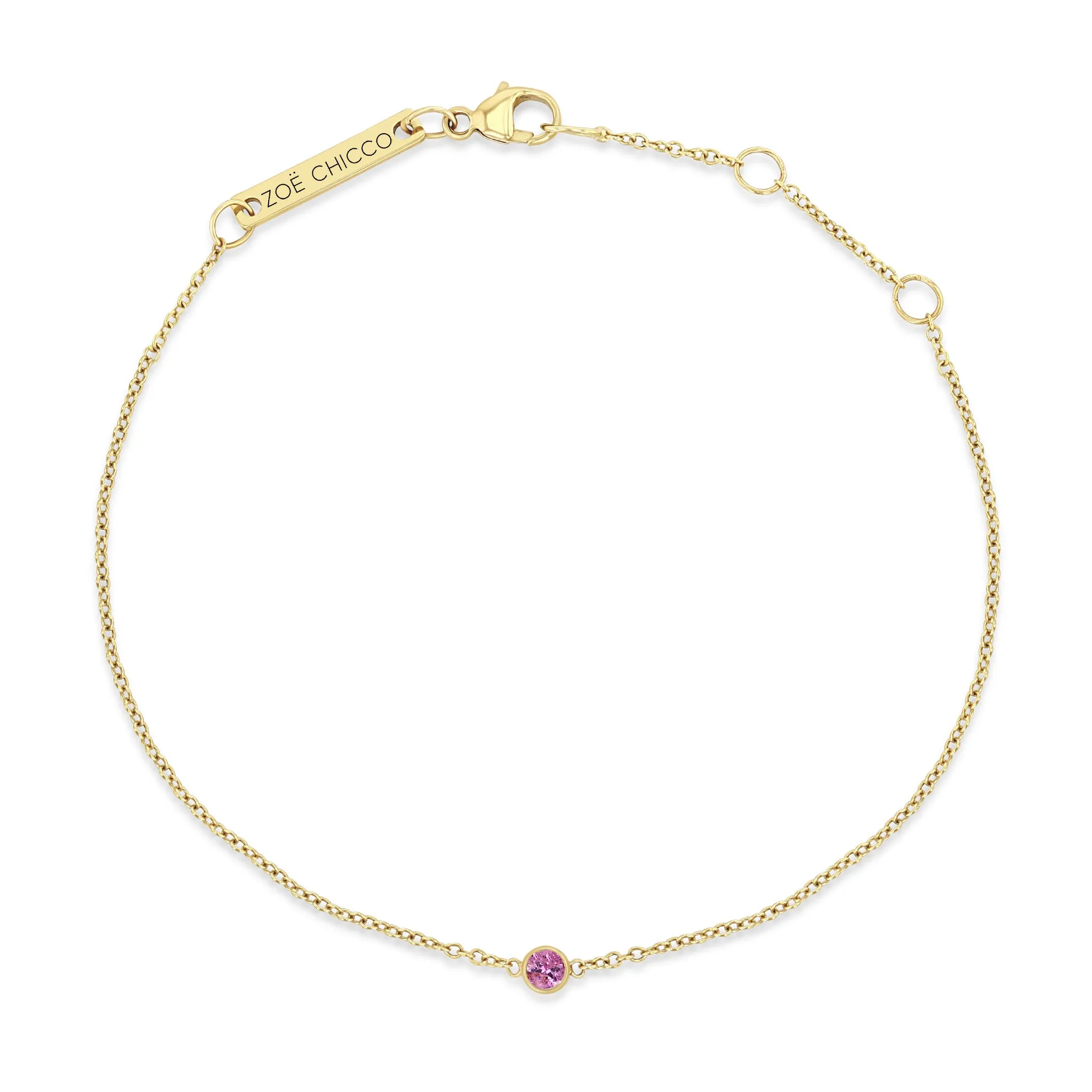 14k Single Pink Sapphire Bezel Bracelet