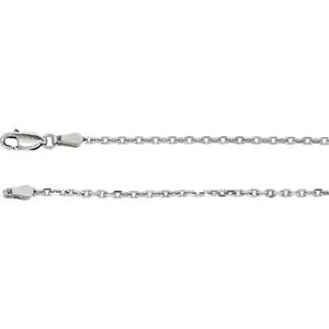 14K White 2 mm Diamond-Cut Cable 7" Chain