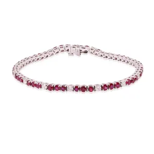 14K WHITE GOLD RUBY DIAMOND BRACELET
