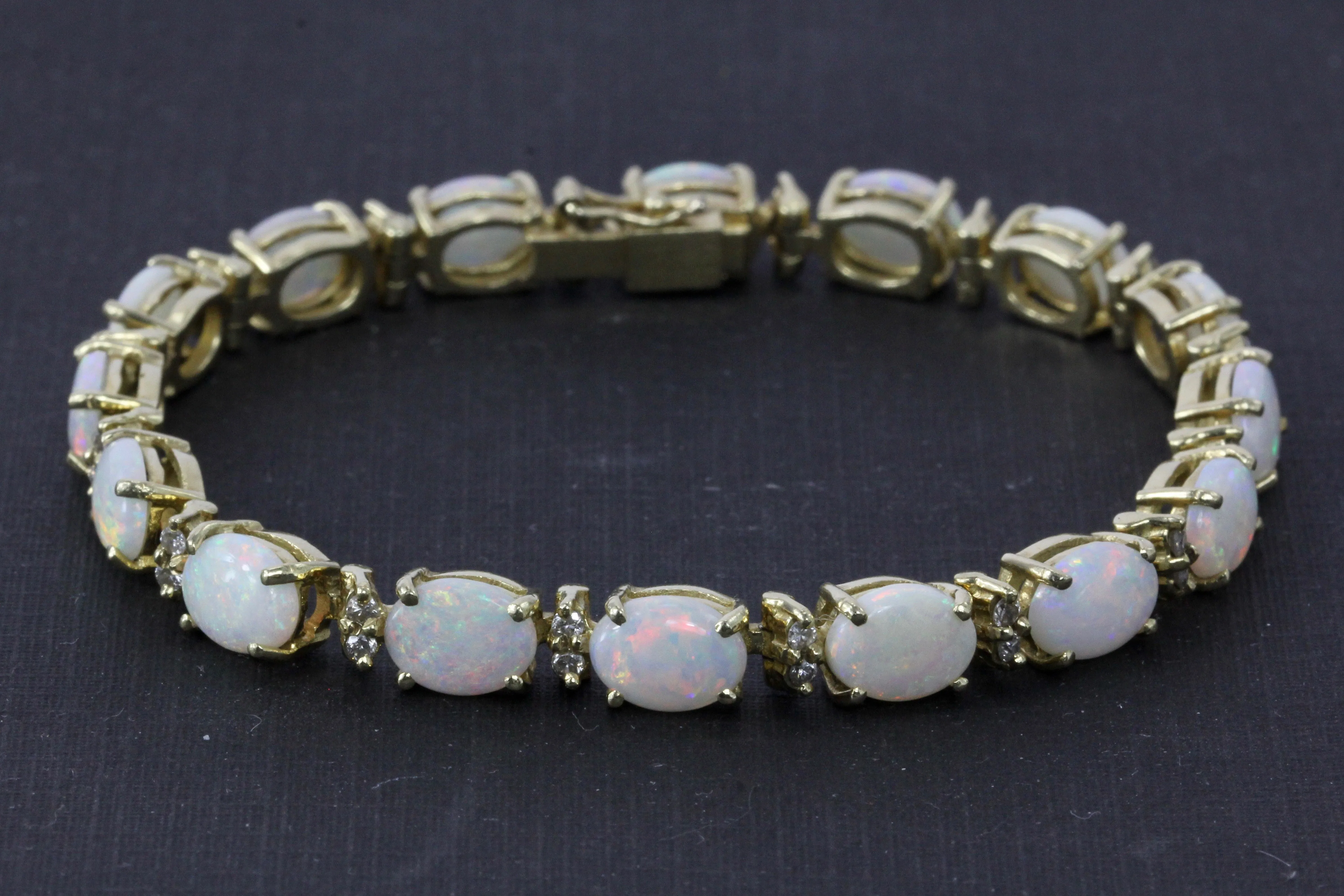 14K Yellow Gold 12 CTW Opal and Diamond Bracelet