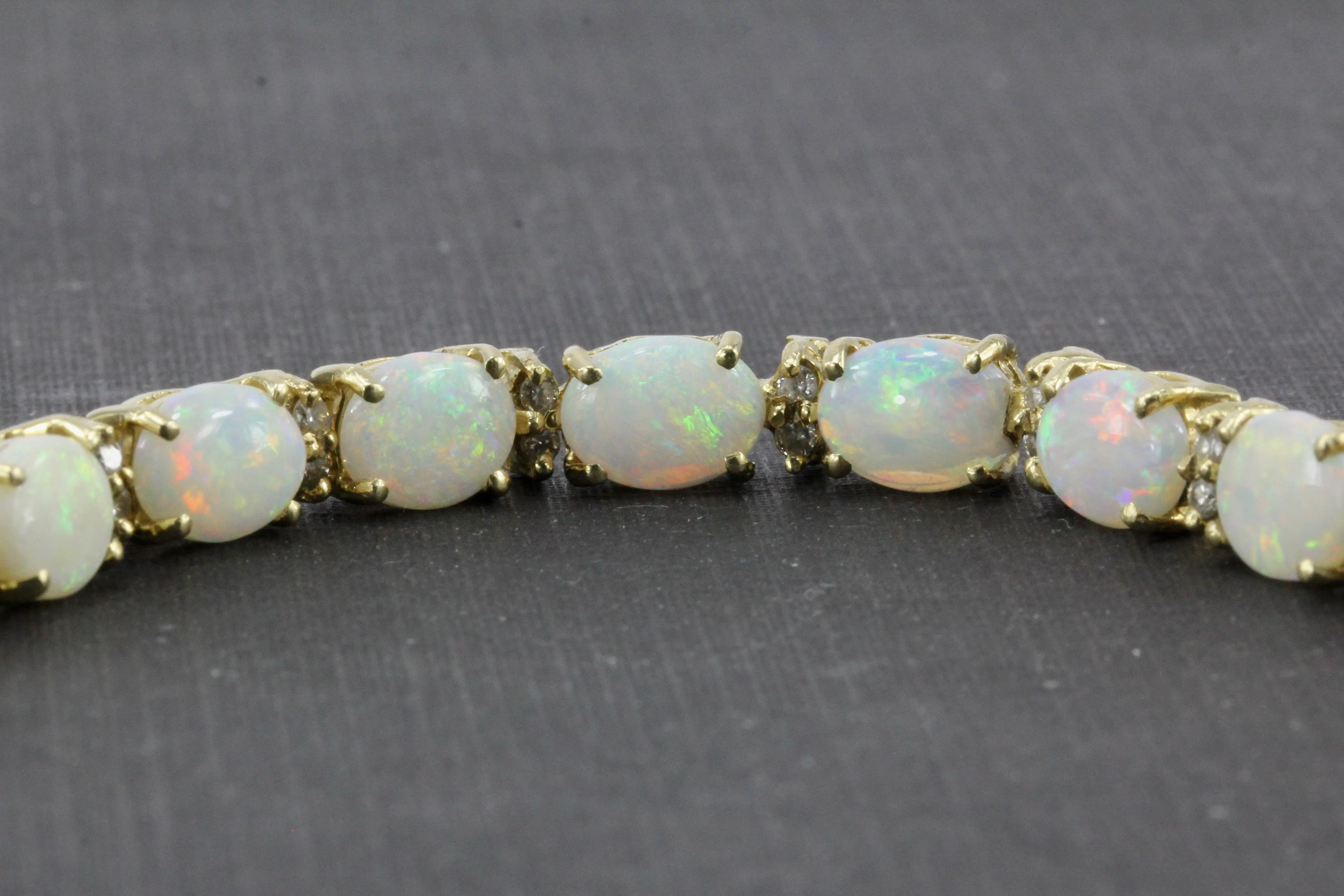 14K Yellow Gold 12 CTW Opal and Diamond Bracelet