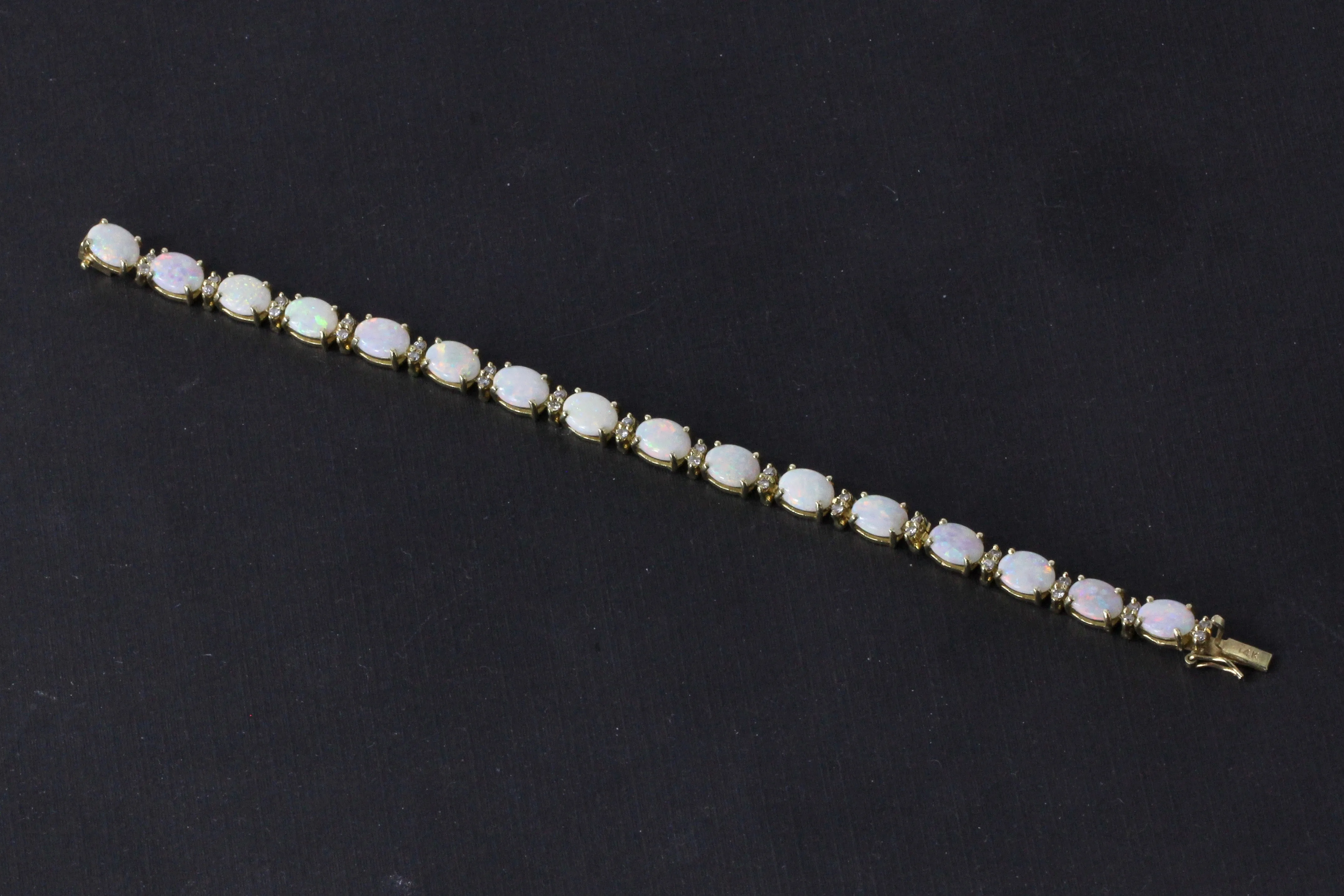 14K Yellow Gold 12 CTW Opal and Diamond Bracelet