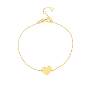 14k Yellow Gold Engravable Heart Bracelet