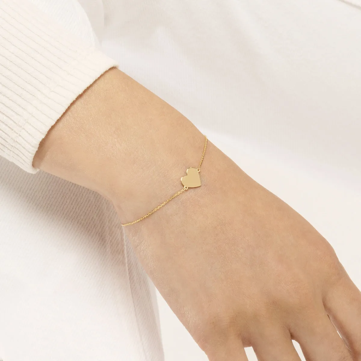 14k Yellow Gold Engravable Heart Bracelet