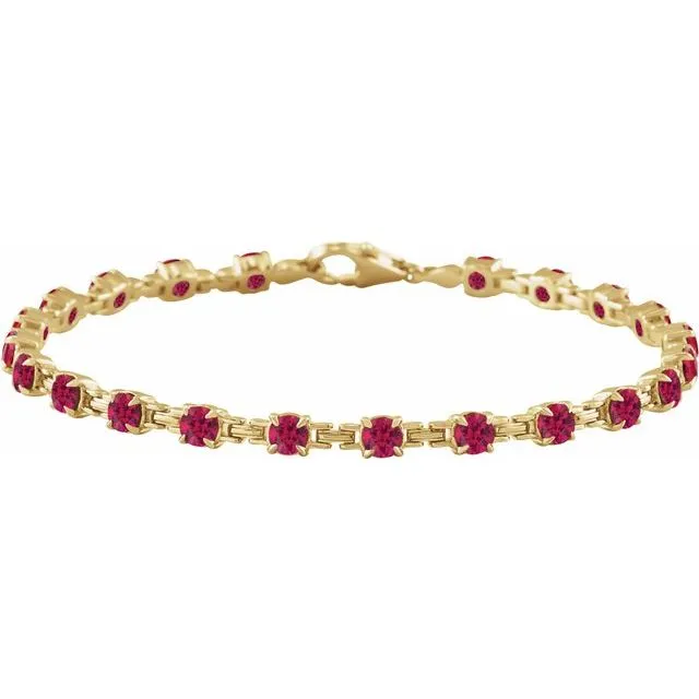 14K Yellow Gold Lab-Grown Ruby 7 1/4" Line Bracelet