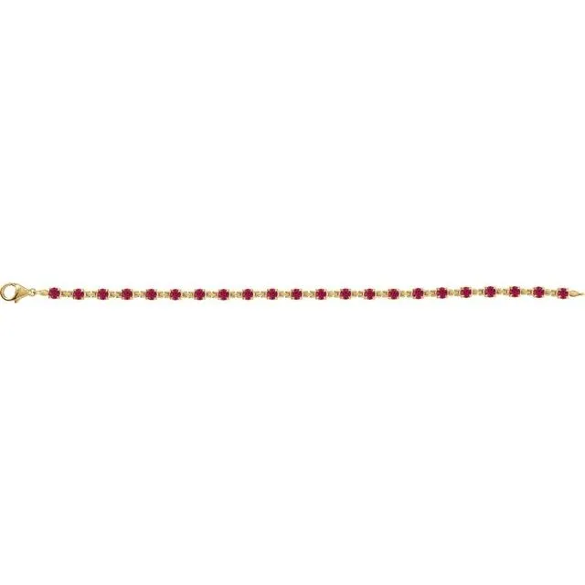 14K Yellow Gold Lab-Grown Ruby 7 1/4" Line Bracelet