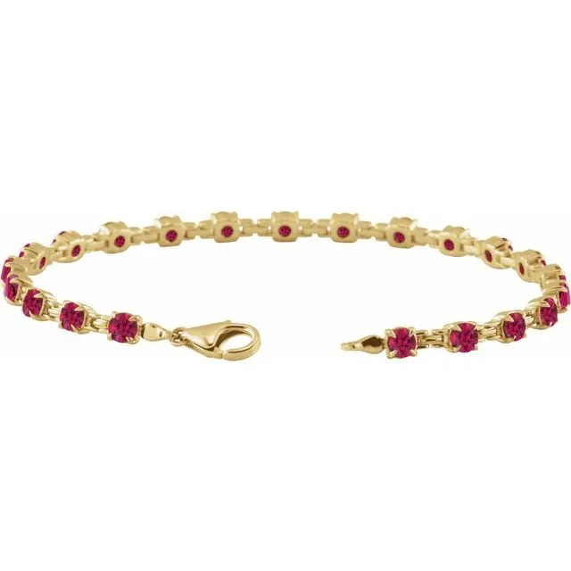 14K Yellow Gold Lab-Grown Ruby 7 1/4" Line Bracelet