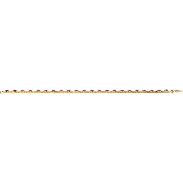 14K Yellow Gold Lab-Grown Ruby 7 1/4" Line Bracelet