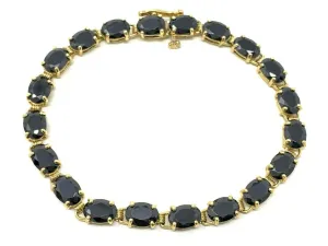 14k Yellow Gold Oval Black Onyx Bracelet 6.75" 20 pcs Onyx