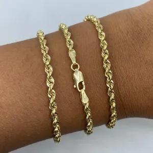 14K Yellow Gold Rope Bracelet 7"