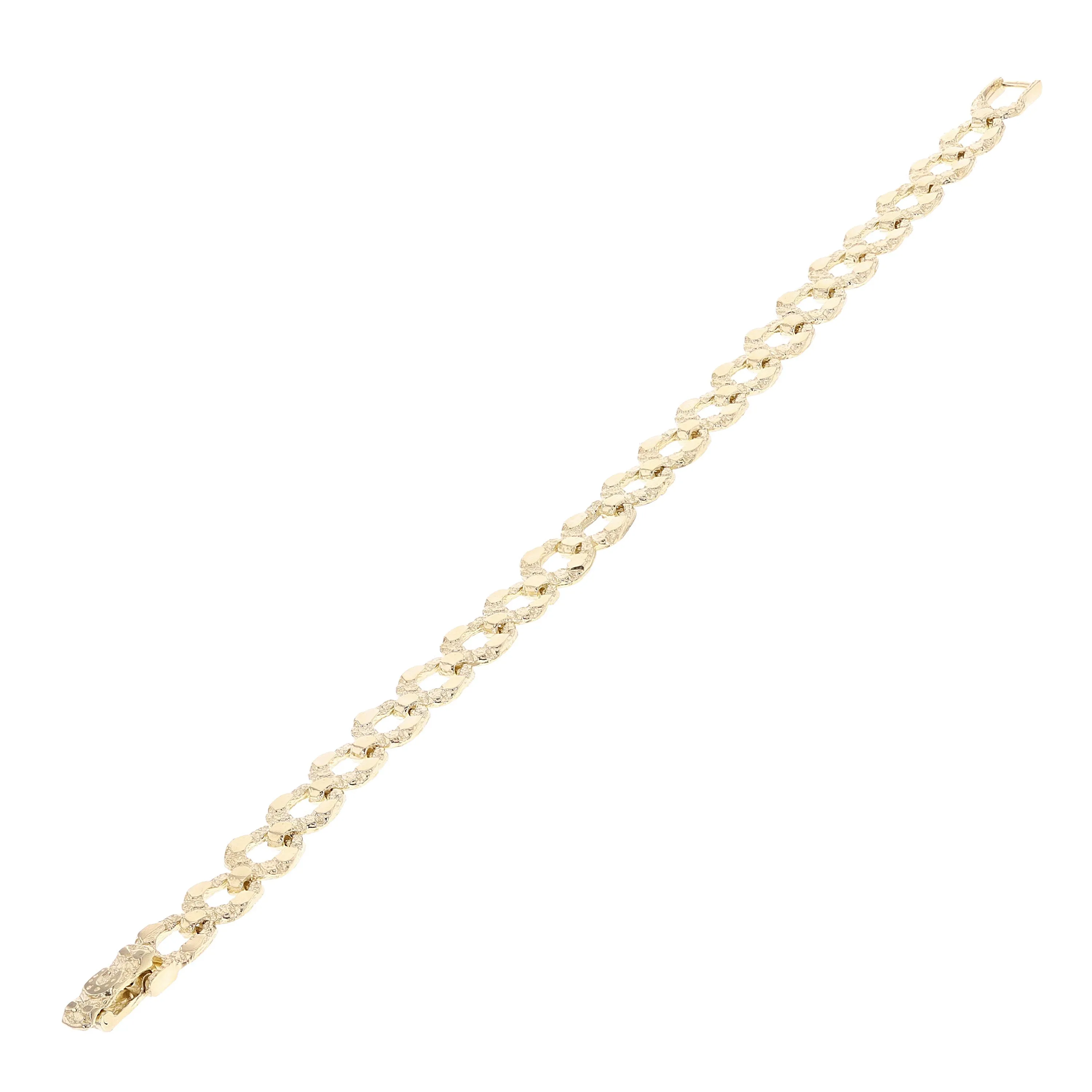 14k Yellow Gold Solid Nugget Horse Shoe Link Bracelet 8mm 7", 7.5", 8", 8.5"