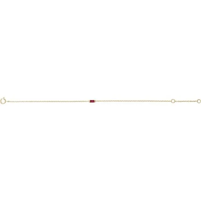 14K Yellow Gold Straight Baguette Natural Ruby 6 1/2-7 1/2" Bracelet