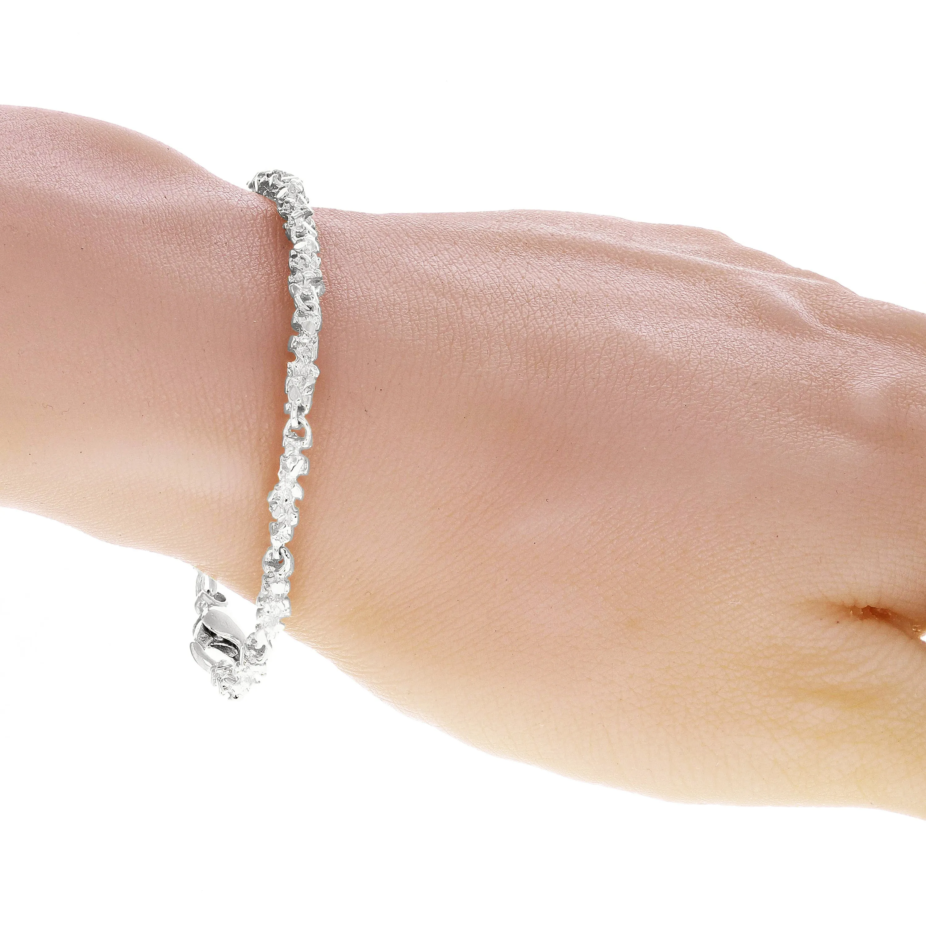 14k Yellow White or Rose Gold Handmade Nugget Bracelet 4mm Various Lengths