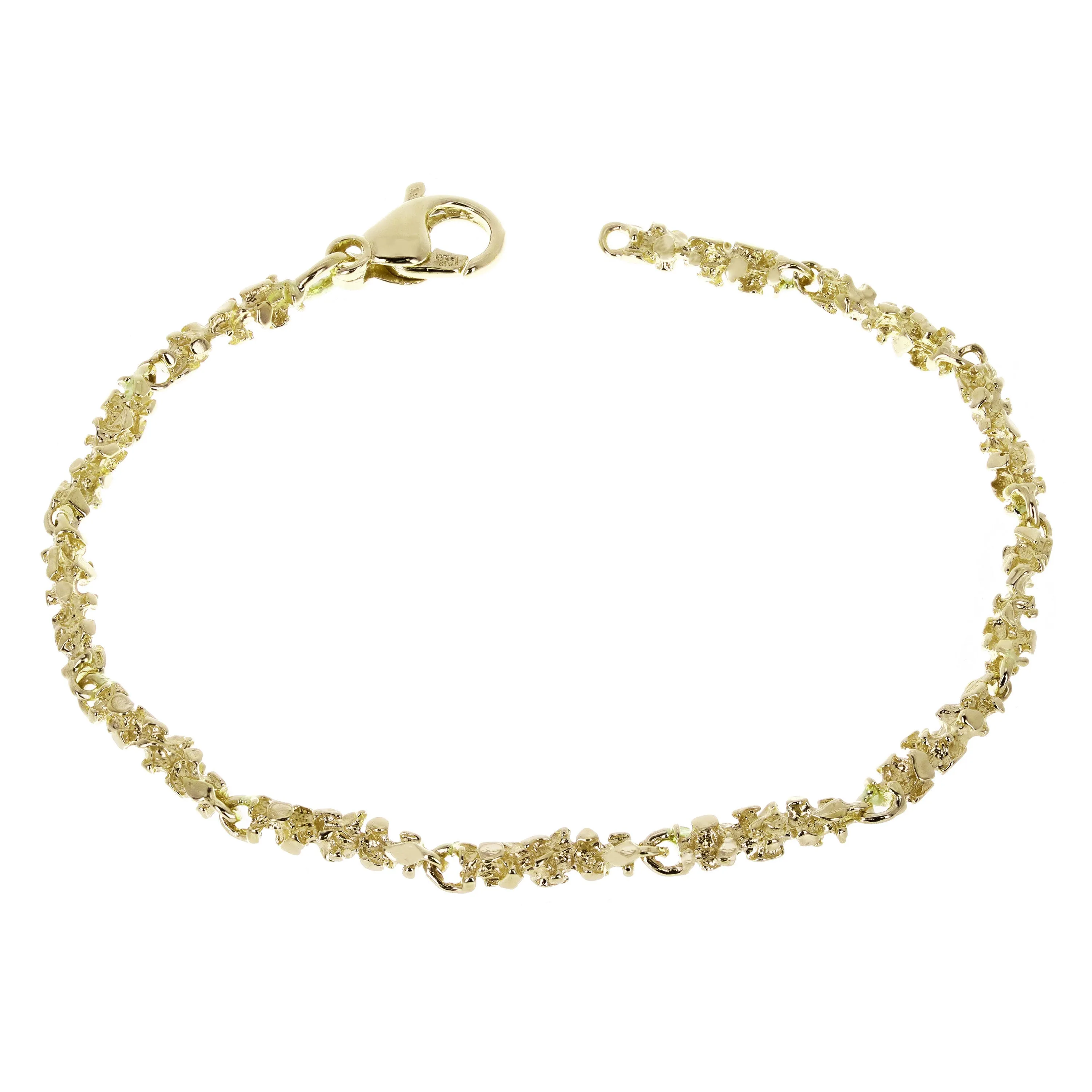 14k Yellow White or Rose Gold Handmade Nugget Bracelet 4mm Various Lengths