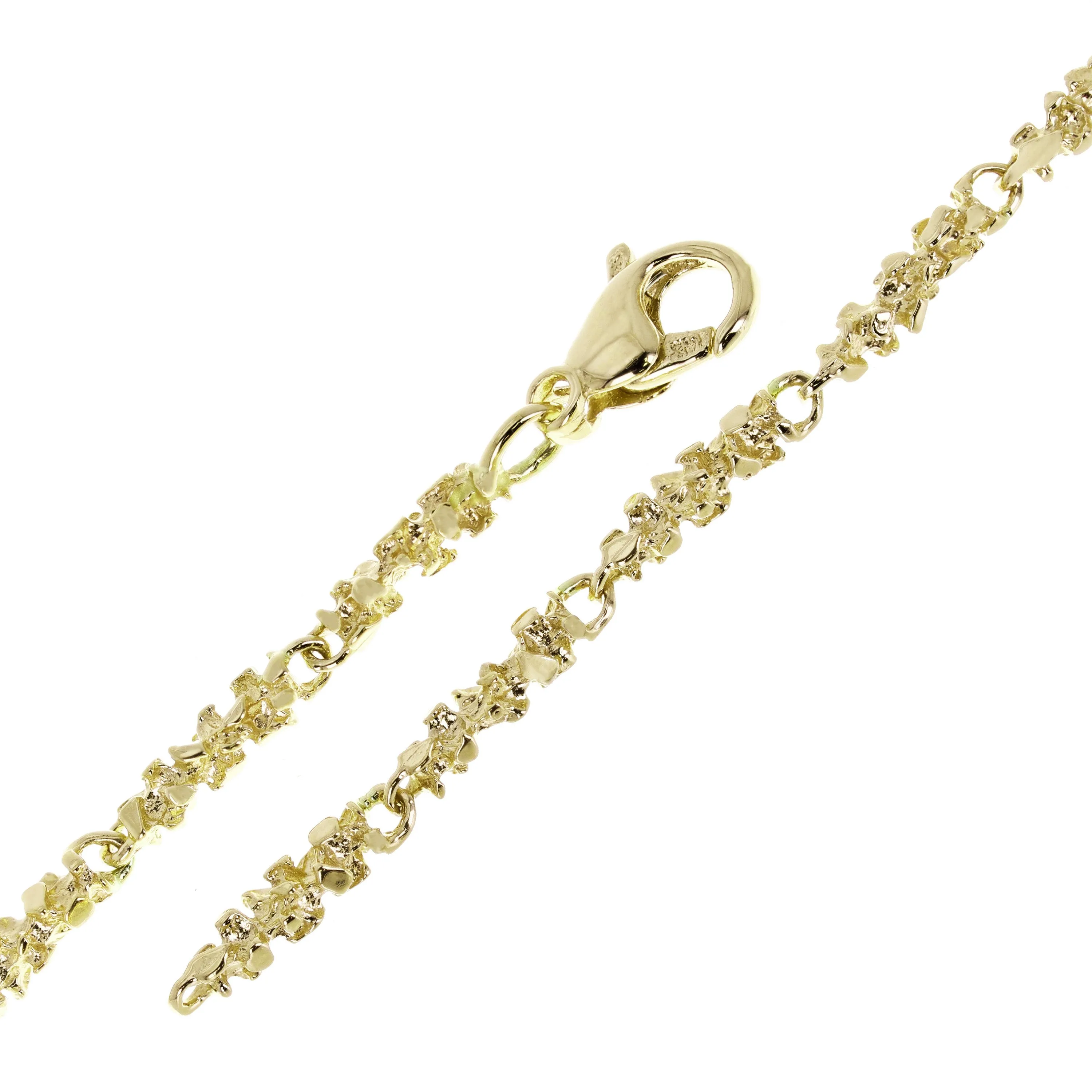 14k Yellow White or Rose Gold Handmade Nugget Bracelet 4mm Various Lengths