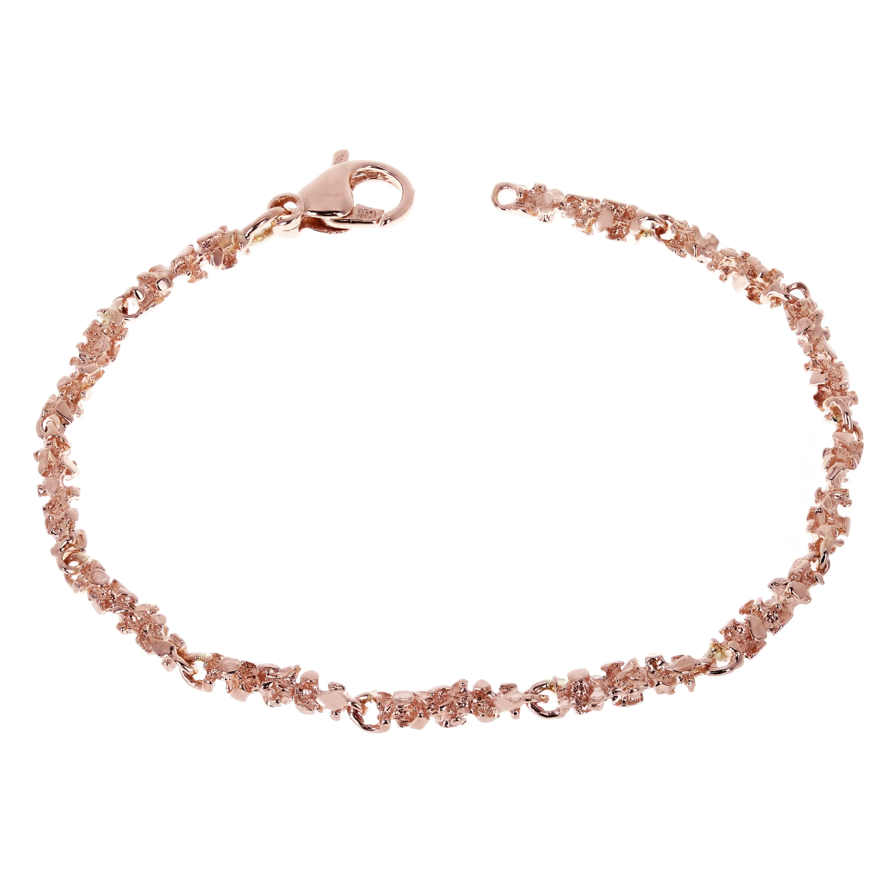 14k Yellow White or Rose Gold Handmade Nugget Bracelet 4mm Various Lengths