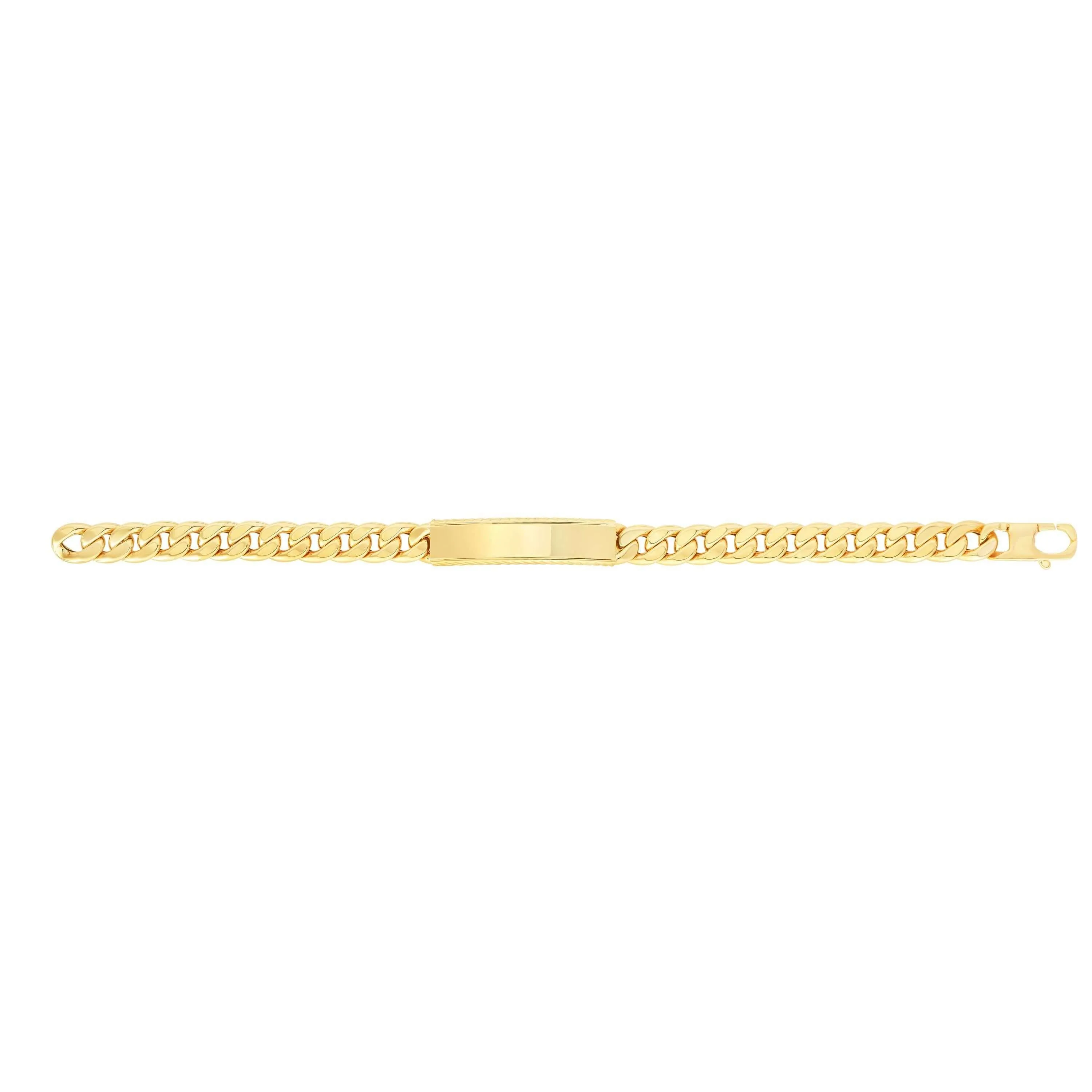 14kt Gold 8 inches Yellow Finish 9.5x47mm(CE).8.4mm(Ch) Polished ID Bracelet with Lobster Clasp