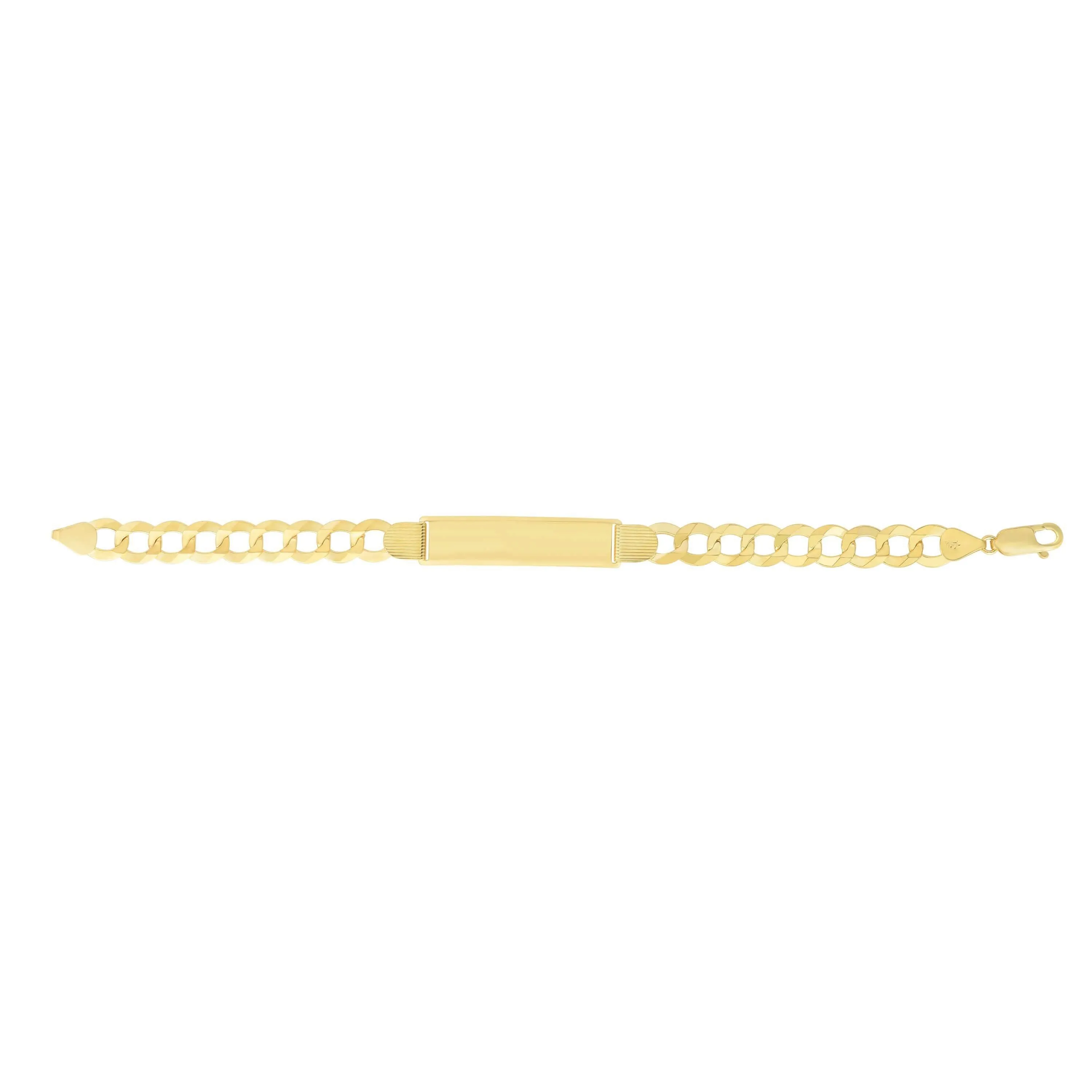 14kt Gold 8.5 inches Yellow Finish 10.7x45.3mm(CE),9.85mm(Ch) Polished Curb ID Bracelet with Lobster Clasp