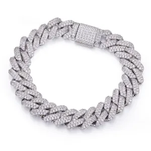 14mm Iced Out Miami Curb Cuban Chain Moissanite Bracelet 7-9 Inch