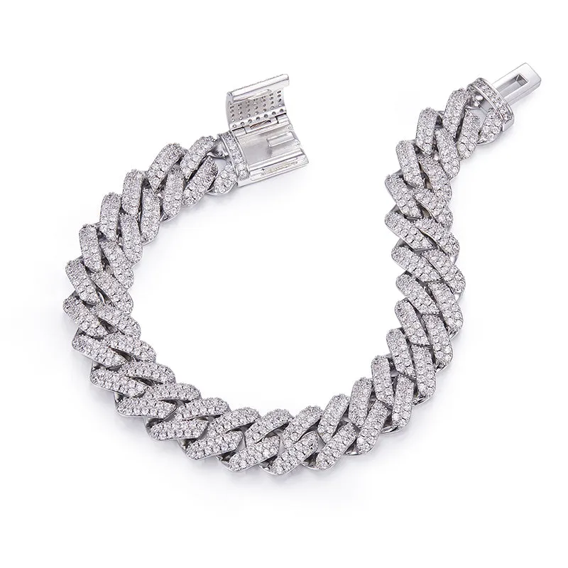 14mm Iced Out Miami Curb Cuban Chain Moissanite Bracelet 7-9 Inch