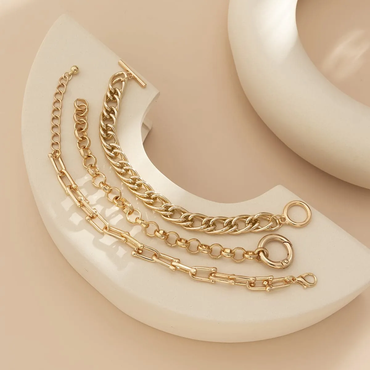 18K Gold-Plated Vachette Clasp Bracelet Set