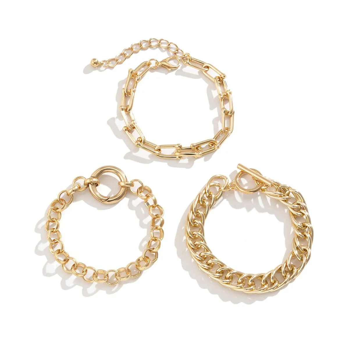 18K Gold-Plated Vachette Clasp Bracelet Set