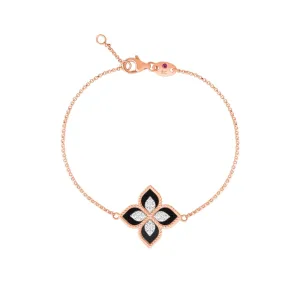 18K PRINCESS FLOWER BLACK JADE & DIAMOND FLOWER BRACELET