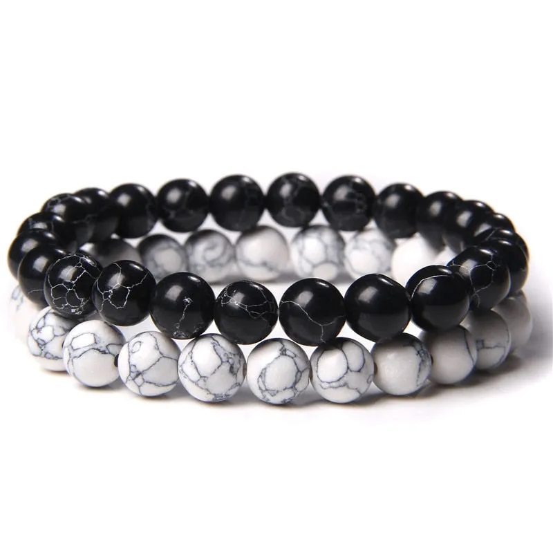 2 Chains Bracelet Set Men Vintage Stretch Bracelets