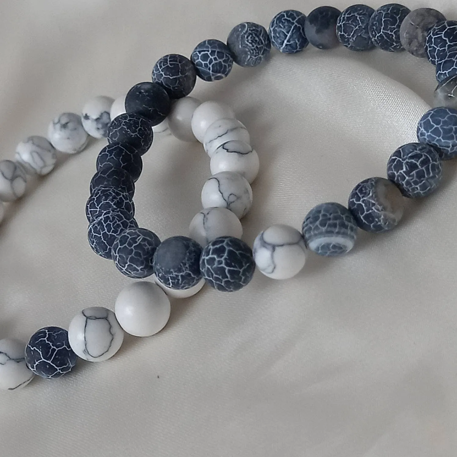 2 Matching Friendship Bead Bracelets - Bead Jewellery, Friendship Accessories, Bead Bracelets, Cute Bracelet, Grey, & White Jewellery