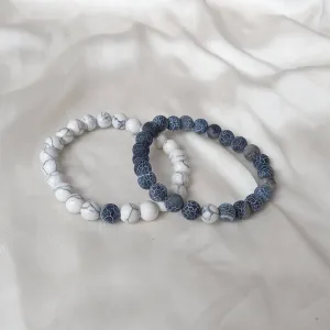 2 Matching Friendship Bead Bracelets - Bead Jewellery, Friendship Accessories, Bead Bracelets, Cute Bracelet, Grey, & White Jewellery