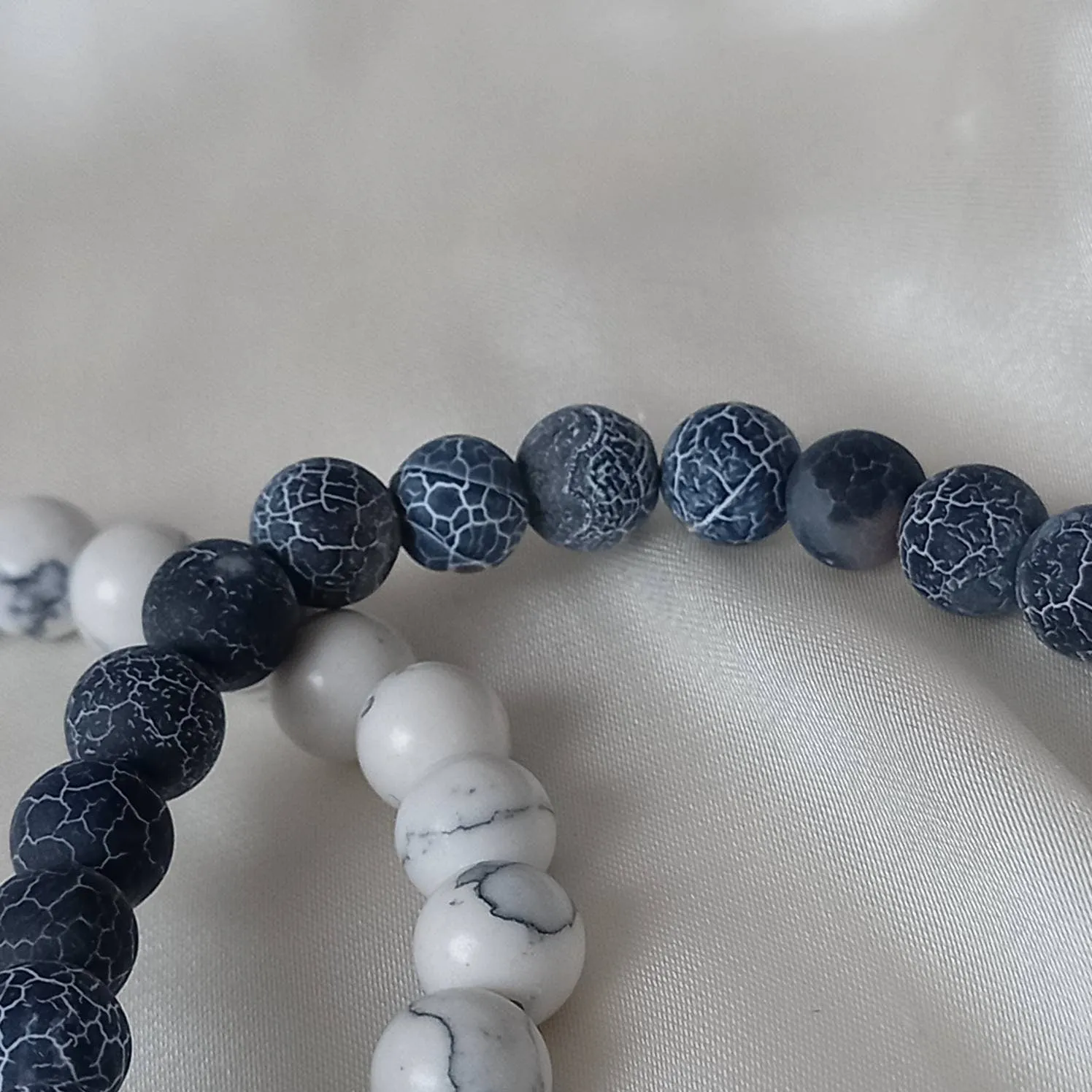 2 Matching Friendship Bead Bracelets - Bead Jewellery, Friendship Accessories, Bead Bracelets, Cute Bracelet, Grey, & White Jewellery