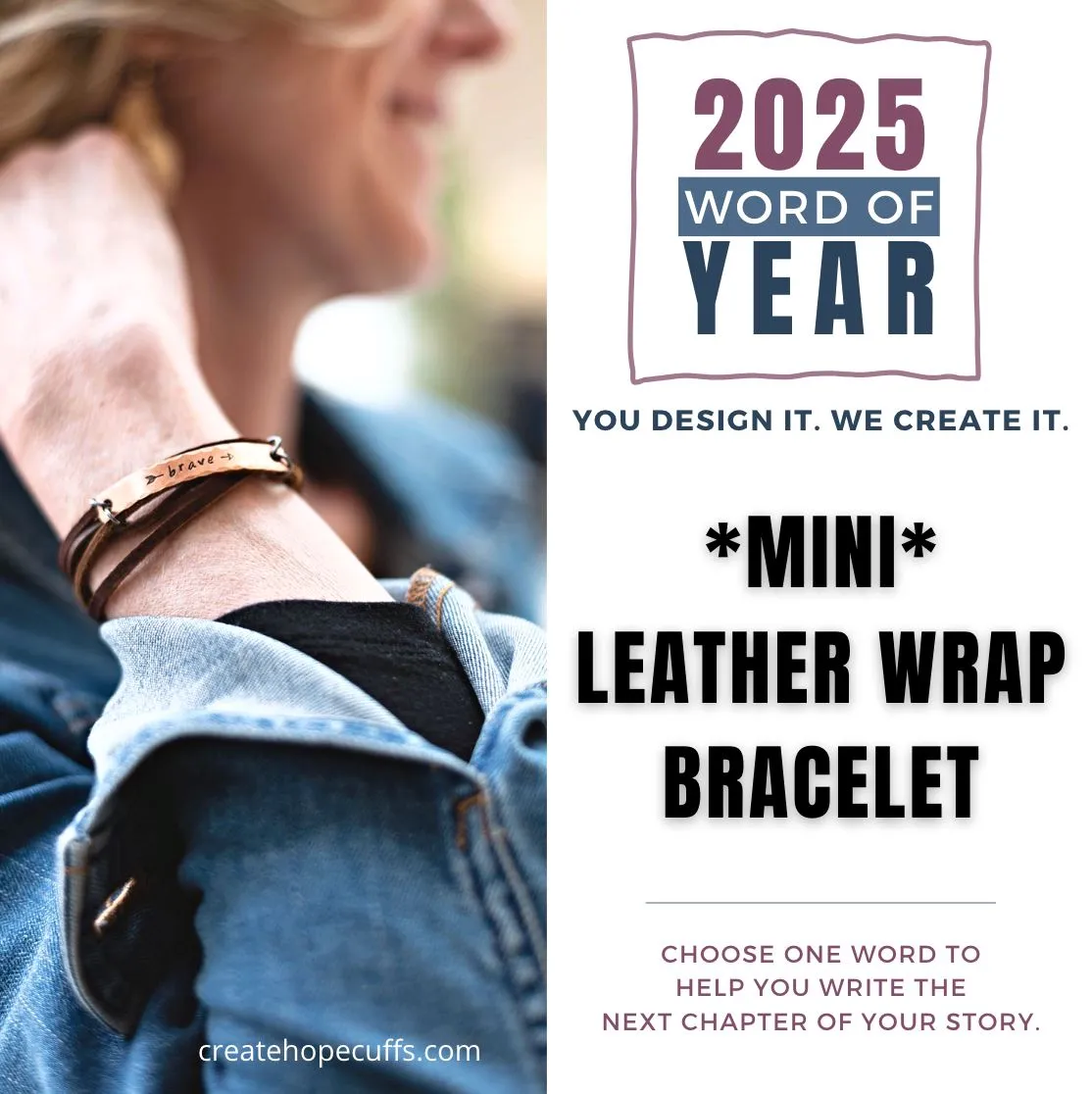 2025 WORD OF THE YEAR MiNi Wrap Leather Bracelet | Personalized | Adjustable