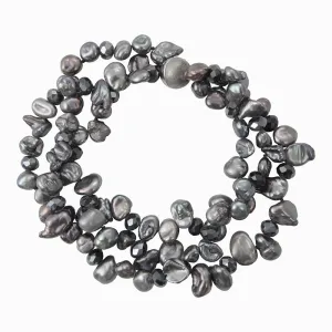 209-07 | 2-STRAND GRAY KESHI & CRYSTAL BRACELET