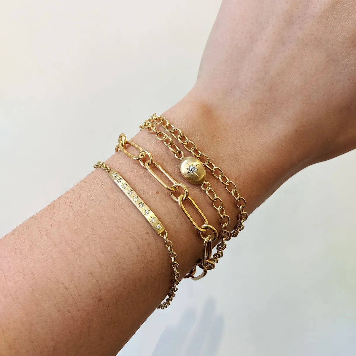 20K Gold Handmade Heavyweight "Flattened Paperclip" Chain Bracelet