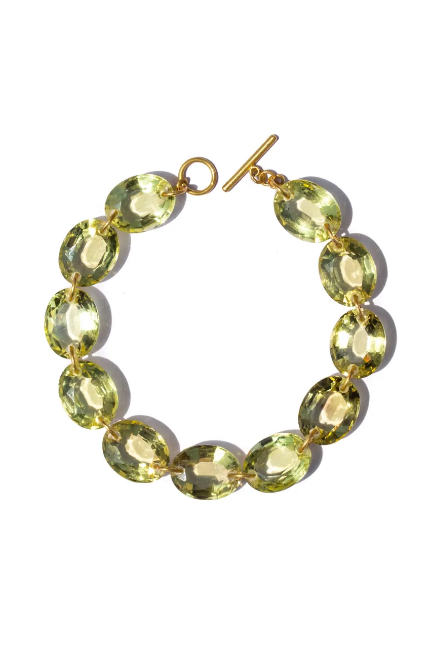 20K Yellow Gold Oval Lemon Quartz 7" Bracelet