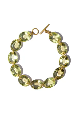 20K Yellow Gold Oval Lemon Quartz 7" Bracelet