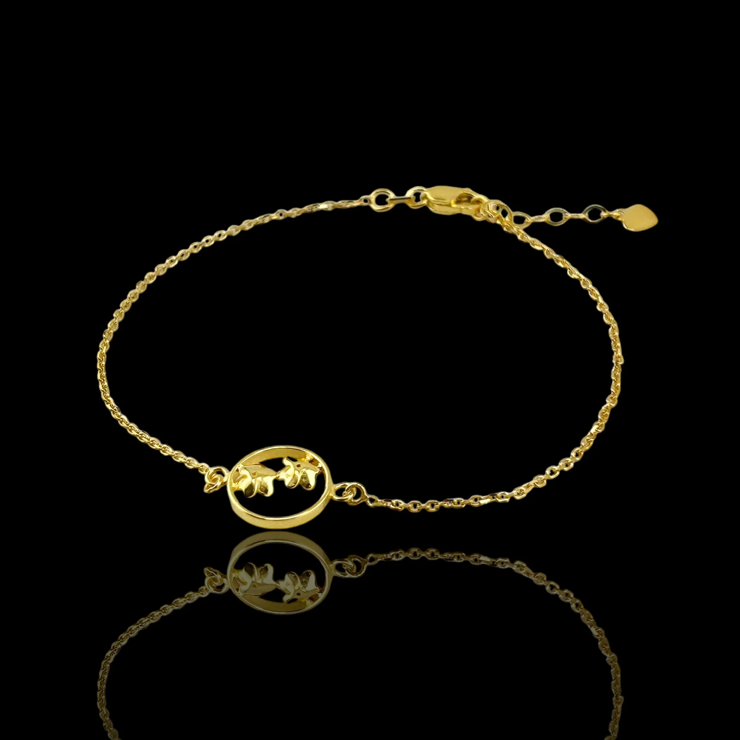 21K Solid Gold Flowers Bracelet