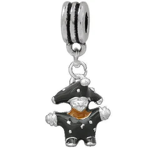 3d Black Enamel Clown European Bead Compatible for Most European Snake Chain Charm Bracelet