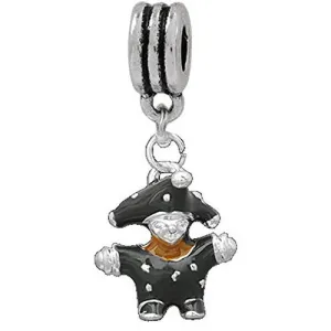 3d Black Enamel Clown European Bead Compatible for Most European Snake Chain Charm Bracelet