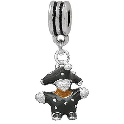 3d Black Enamel Clown European Bead Compatible for Most European Snake Chain Charm Bracelet