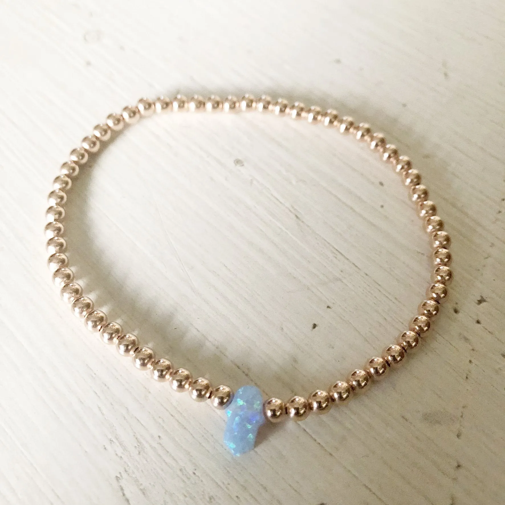 4mm Bead Stretch Bracelet with Opal Hamsa Bead