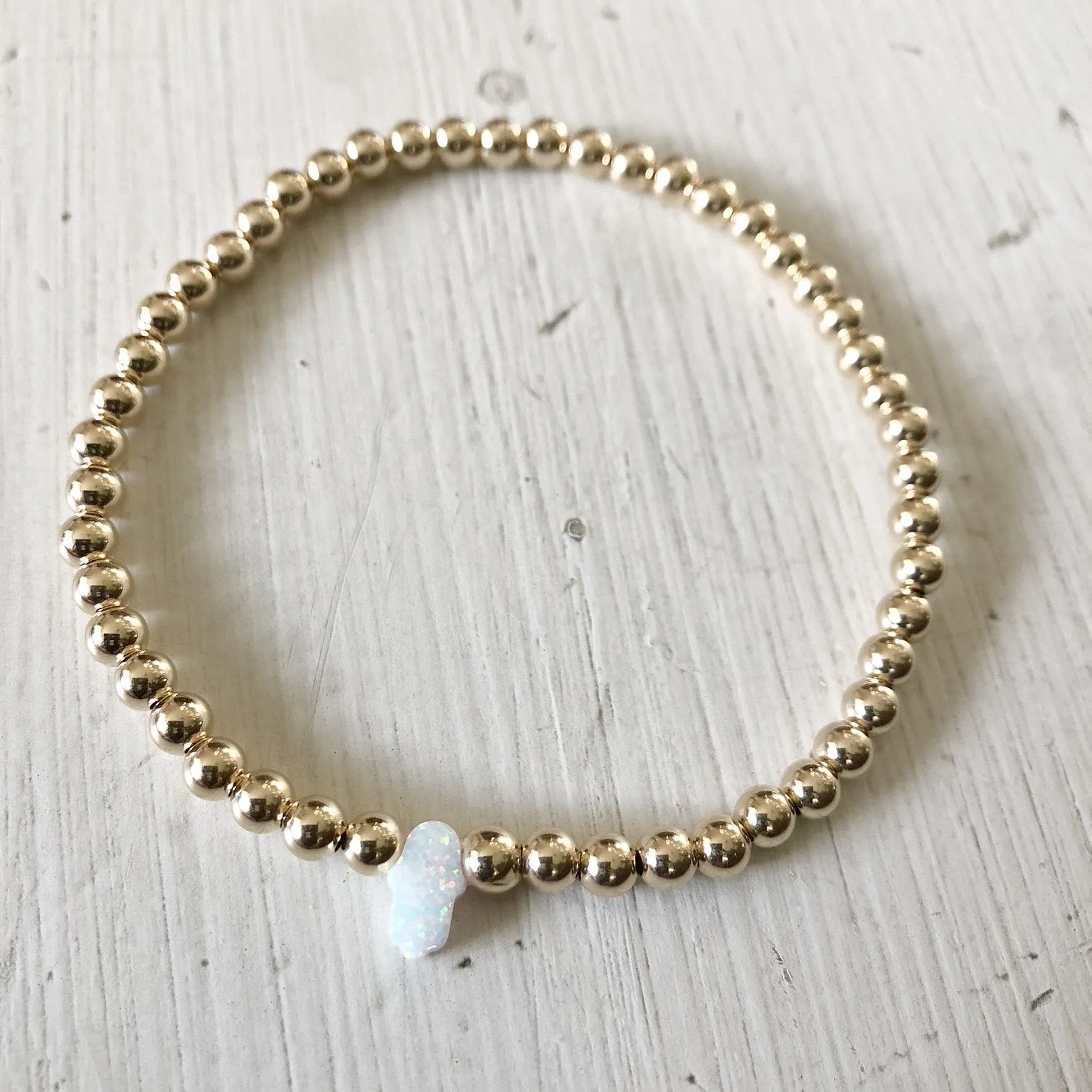 4mm Bead Stretch Bracelet with Opal Hamsa Bead