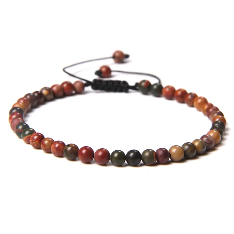 4mm Natural Stone Beads Braided Bracelet Labradorite