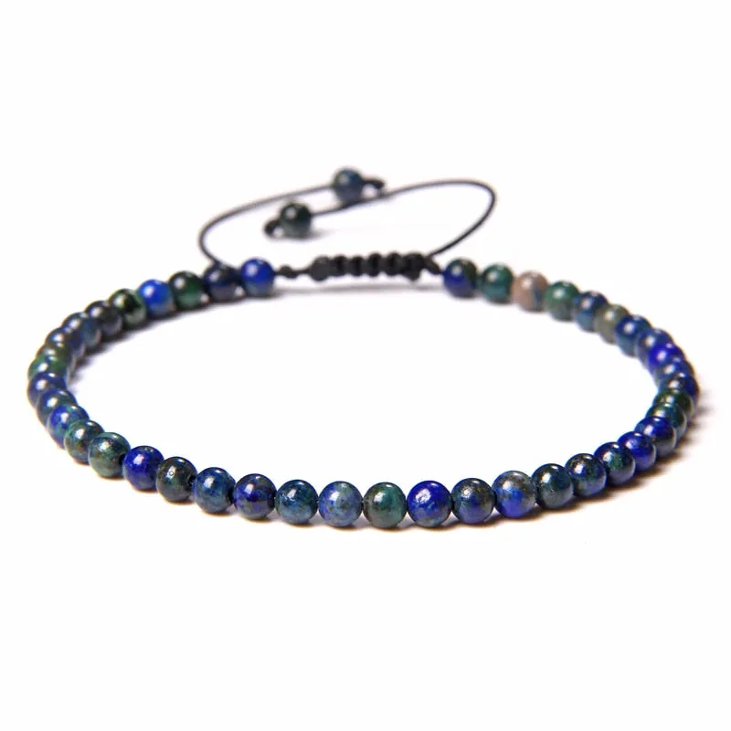4mm Natural Stone Beads Braided Bracelet Labradorite