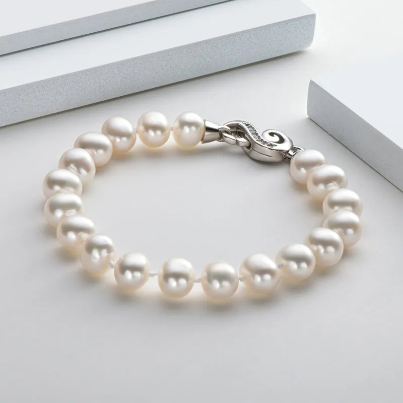6-11mm White Freshwater Pearl Bracelet