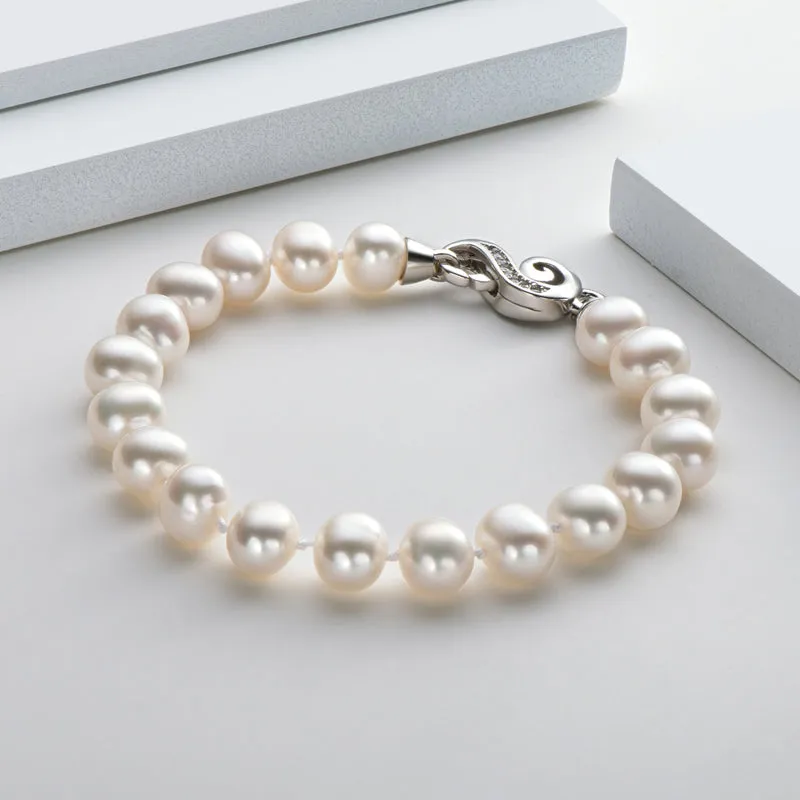 6-11mm White Freshwater Pearl Bracelet