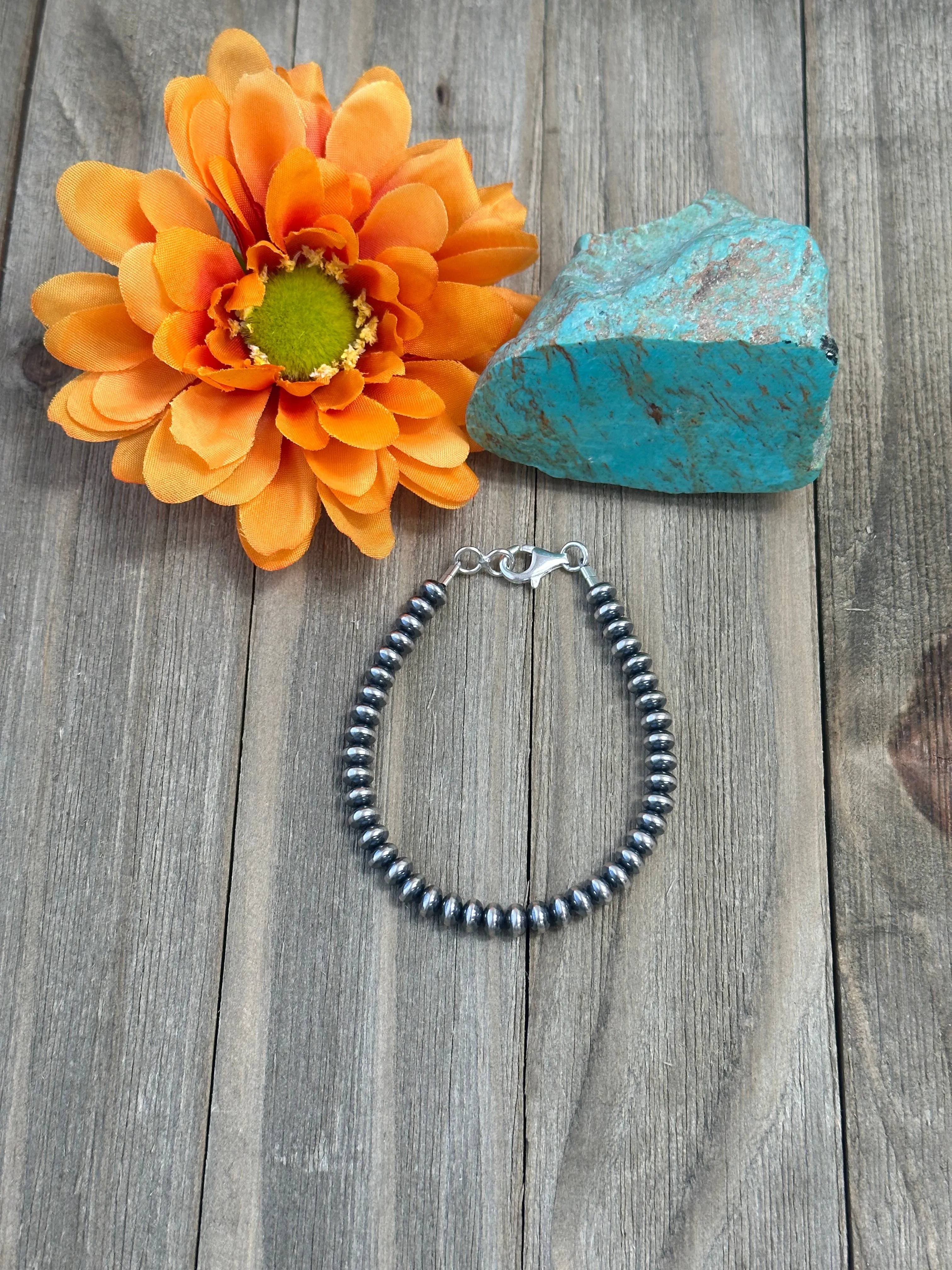 6MM Rondelle Sterling Pearl Bracelet